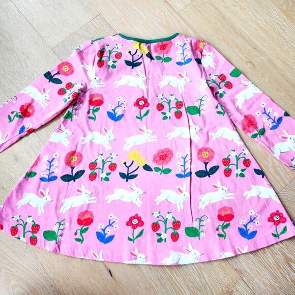 Mini Boden 6-7 Small Spring Dress Pink Green Bunnies - Picture 2 of 4
